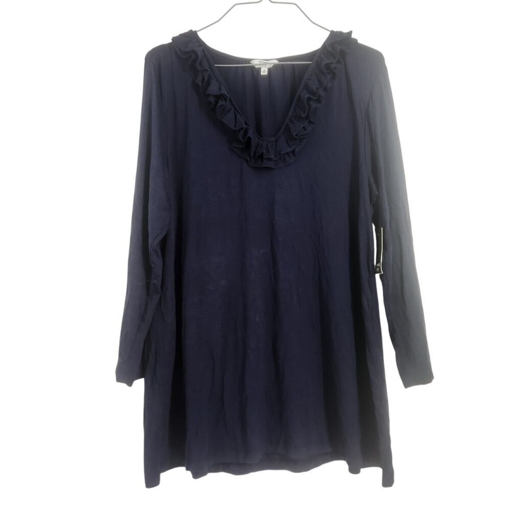 Crown & Ivy Long Sleeve Navy Blue Top Womens Size Medium M *NWT
